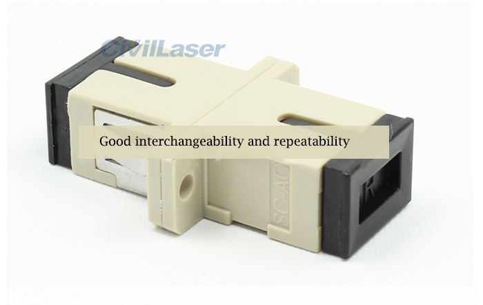 Multimode Singal Core Fiber Optic Adapter SC Beige Plastic Flange